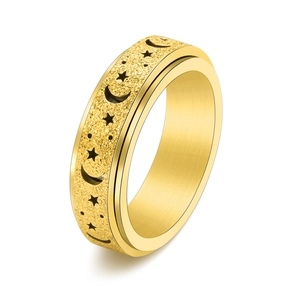 Edelstahl Stern Mond Spinner Ring Matt Einfache Angst Stressabbau Drehen Fidget Finger Ring Für Damen Schmuck