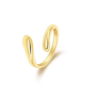 Minimalist Stainless Steel Water Droplet Open Ring For Women Adjustable Teardrop Geometric Finger Ring Fashion Jewelry Accessory