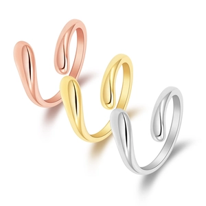 Set of three minimalist open rings in gold, rose gold, and silver finishes for women