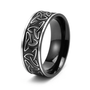 Viking Celtic Knot Stainless Steel Ring For Men Nordic Vintage Triquetra Band Ring Black Gold Silver Fashion Jewelry Gift