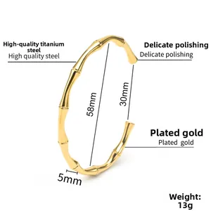 Dimensioni tecniche del bracciale a polsino in acciaio al titanio dorato da 13g