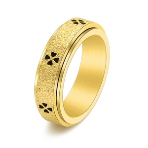 Anello Spinner Quadrifoglio Smerigliato in Acciaio Inossidabile per Donna Fascia Rotante Vuota Sollievo Ansia Gioielli Moda Anello
