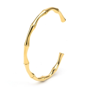 Bracciale Aperto Minimalista a Nodo di Bambù in Acciaio Inossidabile al Titanio Polsino a Forma di C per Gioielli da Donna