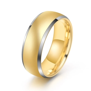 Personalized Men Tungsten Steel Ring Two Tone Gold Black Matte Brushed Surface Beveled Edge Wedding Band Fashion Jewelry Gift