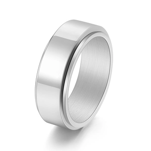 Bague Spinner en Acier Inoxydable pour Hommes Bande Rotative Anti-stress Géométrique Brossée Polie Bague Minimaliste Moderne Bijoux