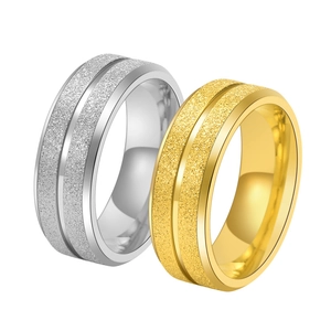 Detailed macro view showing brushed matte finish and polished groove on steel rings