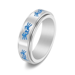 Bague Rotative en Acier Inoxydable avec Visage de Chat Noctiluque pour Femme Bague Lumineuse Minimaliste Soulagement du Stress Bijoux de Mode