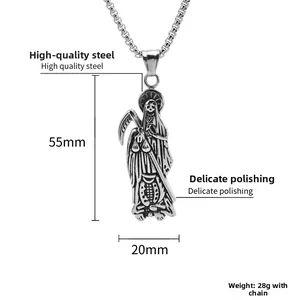 Detailansicht des Sensenmann-Anhängers mit 55mm Höhe und 20mm Breite aus Edelstahl