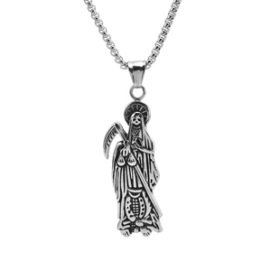 Gothic Edelstahl Sensenmann Anhänger Halskette Retro Punk Totenkopf Tod Halskette Für Herren Street Schmuck Geschenk