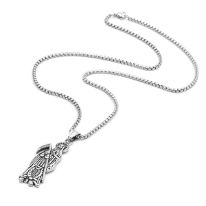 Vintage-Punk Santa Muerte Schädel-Anhänger Halskette mit Box-Kette aus Edelstahl