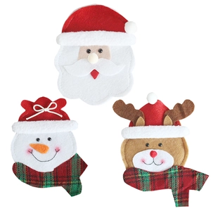 Christmas silverware holders featuring Santa, Snowman and Reindeer felt decorations