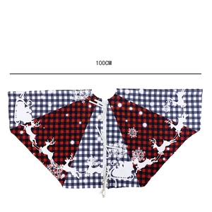 Classic red and white plaid Christmas tree skirt with reindeer pattern 100CM diameter