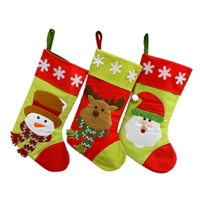 Christmas stocking set featuring Santa, snowman, and reindeer for festive wall decoration
