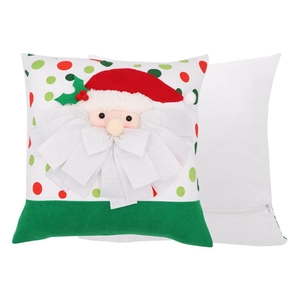 Handmade 3D Santa Claus Christmas throw pillow cover with festive polka dot pattern