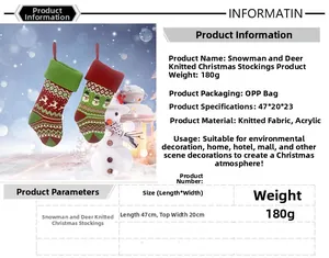 Spécifications détaillées de taille des chaussettes de Noël tricotées avec bonhomme de neige