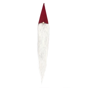 Christmas plush gnome ornament with long white beard and tall red hat for holiday home decor