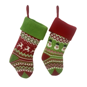 Lot de chaussettes de Noël tricotées avec motifs de renne et bonhomme de neige pour déco