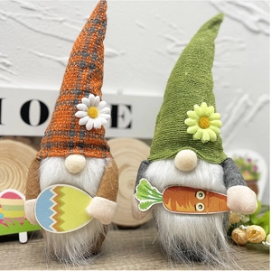 Handgemaakte Pasen Gnoom Pluche Ornament Lente Noorse Gezichtsloze Pop Met Wortel En Gekleurd Paasei Voor Huis Decoratie Moederdag Cadeau
