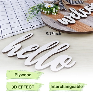 Detail of 0.37 inch 3D plywood texture and interchangeable welcome sign letters