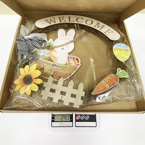Detailed view of the Easter welcome wreath kit on a digital scale for weight reference