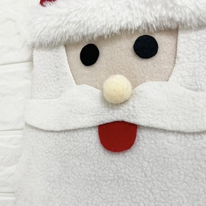 Christmas Santa Claus plush wreath decoration with white fleece and felt details