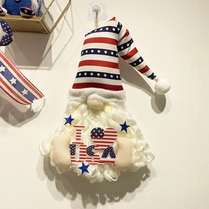 Patriotic USA gnome wall hanging with LED lights for Independence Day home decoration