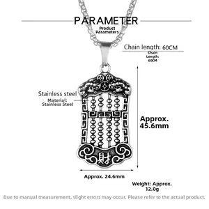 Close-up of titanium steel abacus pendant showing precise size dimensions and weight