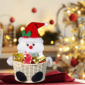 Christmas Santa Claus candy storage basket with woven design for festive table decoration