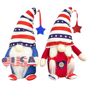 Pair of patriotic Fourth of July gnomes with USA heart and stars in red white blue