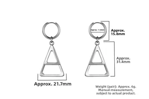 Mesures détaillées des boucles d'oreilles pendantes géométriques en acier inoxydable