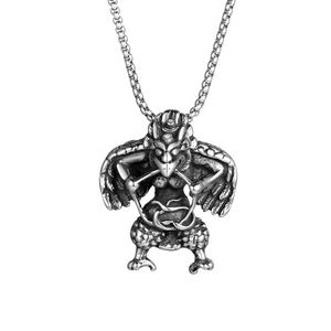 Vintage Stainless Steel Garuda Pendant Necklace For Men Hip Hop Ethnic Distressed Silver Mythical Creature Jewelry Gift