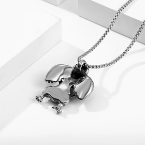 Men's vintage titanium steel eagle pendant necklace with polished silver square box chain