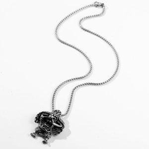 Vintage titanium steel necklace featuring a mythical Garuda angel pendant with bead chain