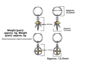 Detailed size specifications for vintage eagle claw earrings with maple leaf and cross charms