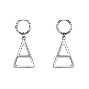 Boucles d'Oreilles Créoles Triangle en Acier Inoxydable Minimaliste Pour Femmes Boucles d'Oreilles Pendantes Géométriques Ajourées Bijoux Punk Argent