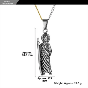 Detailed size specifications for vintage Virgin Mary pendant with dimensions and weight