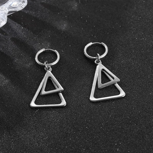 Boucles d'oreilles minimalistes en acier inoxydable avec pendentif triangle géométrique