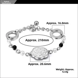 Spécifications de taille pour bracelet fleur perle, longueur 210mm et poids 12g