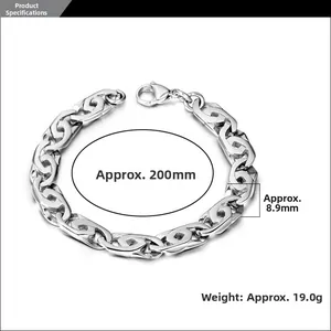 Dettagli del bracciale a catena punk in acciaio al titanio con misure e peso di 19,0g