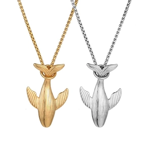 Edelstahl Wal Anhänger Halskette Vintage Ozean Tier Schmuck Für Herren Damen INS Stil Gold Silber Poliert Walflosse Charms