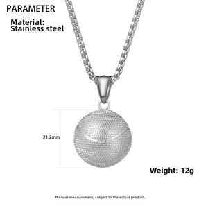 Détail du pendentif basket de 21,2mm en acier inoxydable avec texture réaliste
