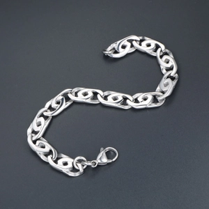 Bracciale a catena punk in acciaio al titanio con design industriale a incastro da uomo