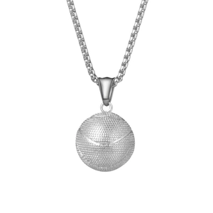 Collier Pendentif Basketball en Acier Inoxydable pour Hommes Style Sportif Poli Bijoux Charme de Basketball pour Athlètes Cadeau