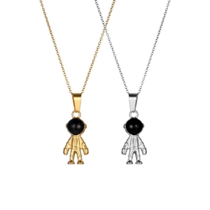 Stainless Steel Astronaut Spaceman Pendant Necklace For Women Cute Robot Jewelry Gold Silver Electroplated Space Theme Gift