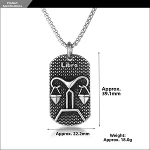 Macro view of Libra zodiac pendant with dimensions 39.1mm by 22.2mm and grid texture