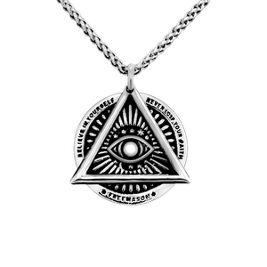 Retro Stainless Steel All-Seeing Eye Triangle Pendant Necklace For Men Women Believe In Yourself Freemason Mysterious Jewelry