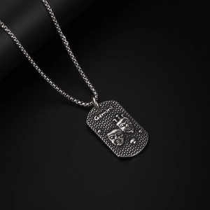 Gemini-Sternzeichen-Halskette aus mattem Titanstahl für Herren mit Box-Kette im Retro-Stil