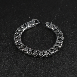Men's retro punk snake pattern stainless steel chain bracelet with lobster clasp