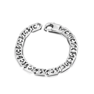 Bracelet Chaîne à Maillons Creux en Acier Inoxydable Titane pour Hommes Style Industriel Minimaliste Bijoux Argentés Polis
