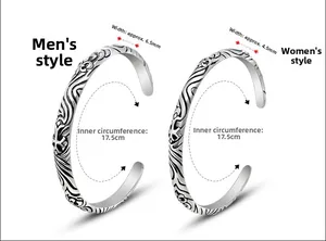 Size chart showing dimensions of vintage cross bracelets in 6.5mm and 4.5mm widths